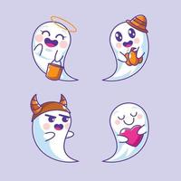 Halloween ghost with costumes collection vector