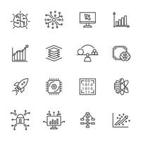 conjunto de iconos de aprendizaje automático. elementos de vector de símbolo de paquete de aprendizaje automático para web de infografía