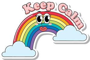 Rainbow logo with the word Keep Calm text icon vector