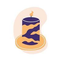 Decorative wax candles for relax and spa. Flat vector illustration in trendy colors, isolated on white background.