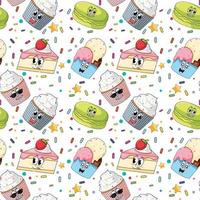 Sweet dessert cartoon seamless pattern vector