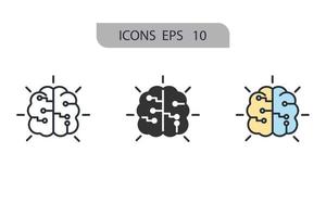 iconos de aprendizaje automático simbolizan elementos vectoriales para la web infográfica vector