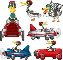 Soapbox derby race concept with ducks vector