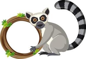 Lemur with blank round frame vector