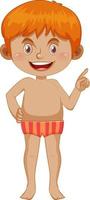 Boy wearing swimming suit cartoon character vector