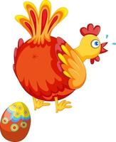 Cute chicken laying eggs vector