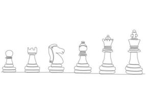 continuous line drawing chess vector illustration