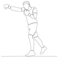 continuous line drawing of boxing athlete male vector illustration