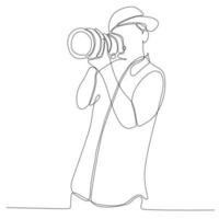 male continuous line see using binoculars vector illustration