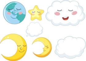 Set of weather icons with face expression vector