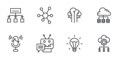 conjunto de iconos de aprendizaje automático. elementos de vector de símbolo de paquete de aprendizaje automático para web de infografía