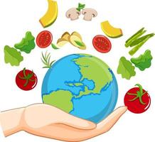 Earth around with food and vegetable vector