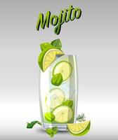 Mojito cocktail in the glass vector