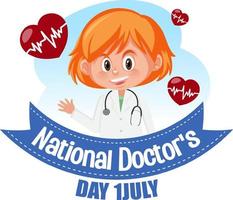 Female doctor on doctor day in July logo vector