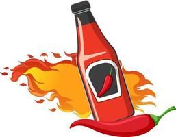 Chili sauce bottle in cartoon style vector