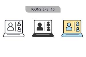 iconos de seminarios web en vivo simbolizan elementos vectoriales para web de infografía vector
