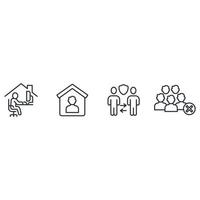 Social Distancing and physical distancing icons set . Social Distancing and physical distancing pack symbol vector elements for infographic web