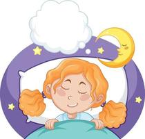 Cut girl sleeping at night vector