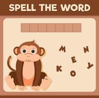 Spell word game with word monkey vector