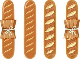 Set of Baguette breads isolated vector