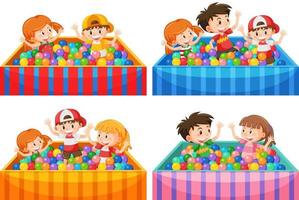 Children playing in the ball pit vector