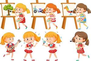 Set of children doing different activities vector