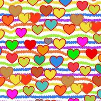 seamless vector pattern multicolor hearts and bright stripes