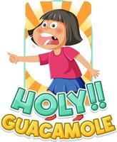 Cute cartoon character shouting holy guacamole icon vector