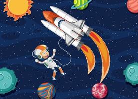 Astronaut in the galaxy background vector