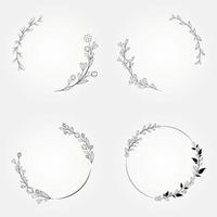 wreath botanical set frame design vector