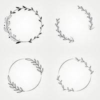 conjunto botánico de corona floral de marco de diseño vectorial vector