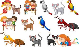 conjunto de varios animales salvajes en estilo de dibujos animados vector