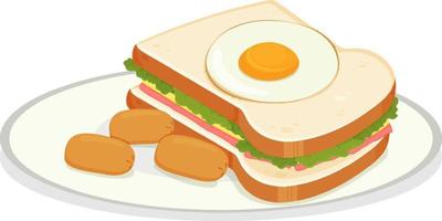 Breakfast set with sandwich and egg vector