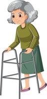 Elderly woman with walker vector