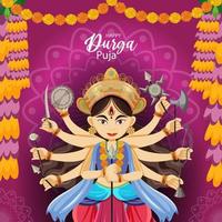 Durga Puja Indian festival banner vector