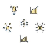 conjunto de iconos de aprendizaje automático. elementos de vector de símbolo de paquete de aprendizaje automático para web de infografía