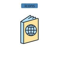 iconos de pasaporte símbolo elementos vectoriales para web infográfico vector