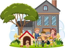 Happy family infront of the house on white background vector