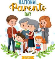 plantilla de póster del día nacional de los padres vector
