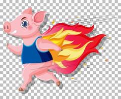 Cute pig cartoon character in grid background vector