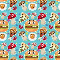 Seamless pattern with cute food theme vector