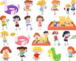 Set of children doing different activities vector