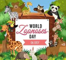 World zoonoses day on 6 July poster design vector