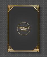 black background rectangular gold frame decoration vintage calligraphy border frame luxury elegant design vector