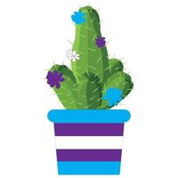 Cactus in a pot painted in the colors of the transgender flag. Vector stock illustration isolated on white background.