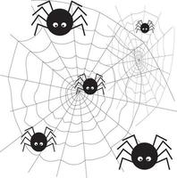 Spider on the web. Vector illustration isolated on white background.