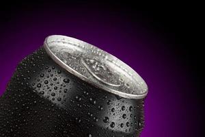 black aluminum can, with drops of water photo