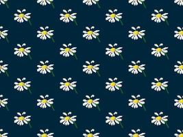 Flower cartoon character seamless pattern on blue background. Pixel style vector