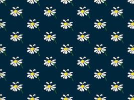 Flower cartoon character seamless pattern on blue background. Pixel style vector