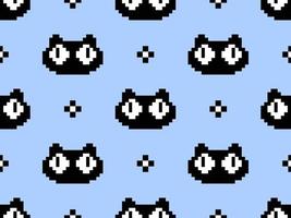 gato personaje de dibujos animados de patrones sin fisuras sobre fondo azul. estilo de píxel vector